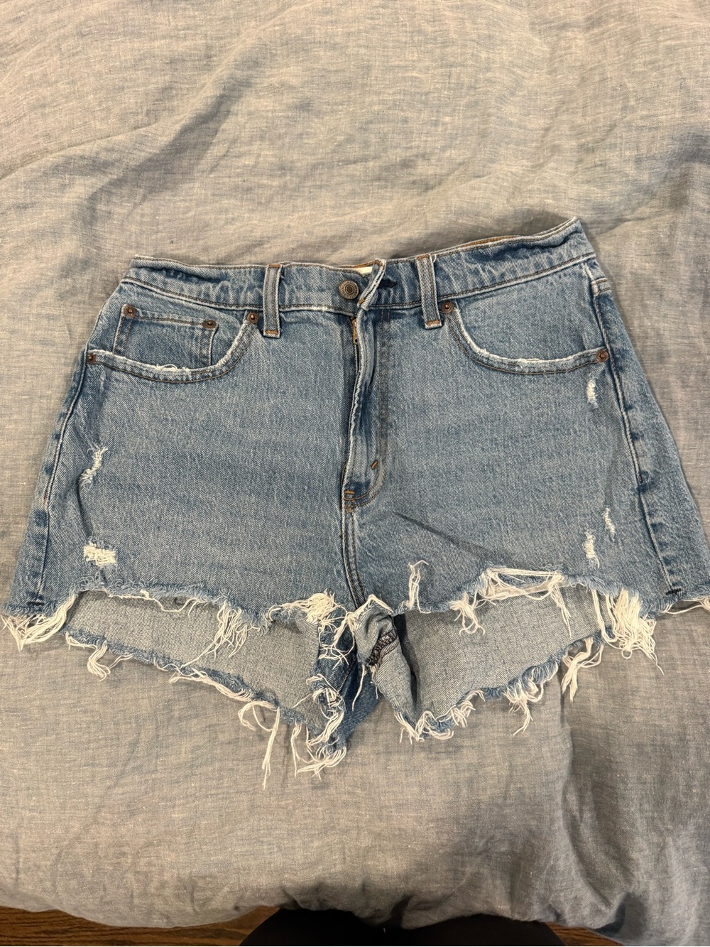Abercrombie & Fitch Light Blue Distressed Denim Cutoff Shorts